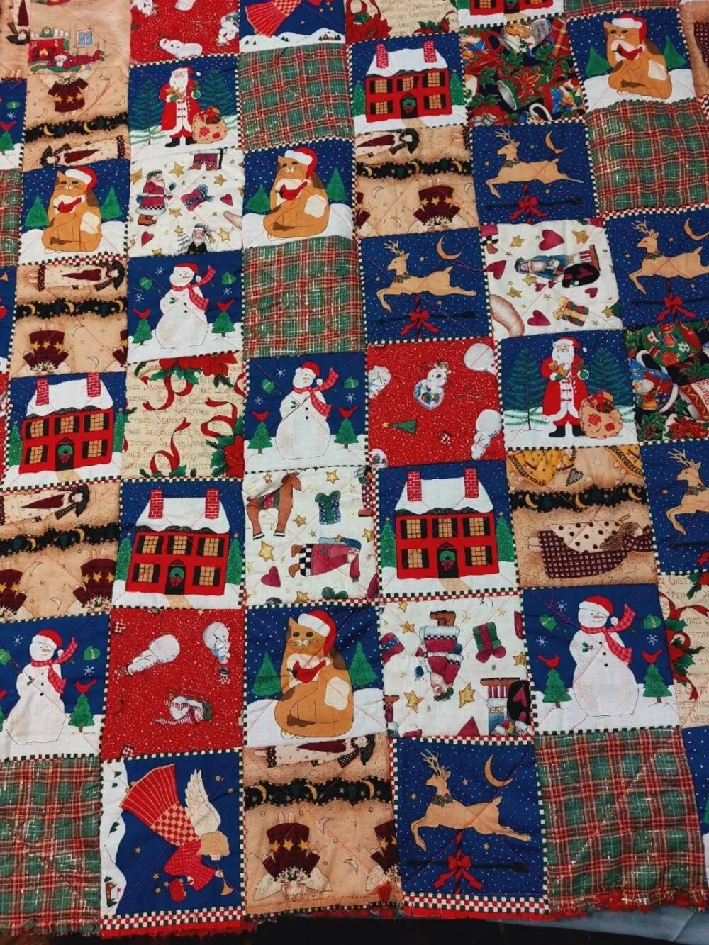 Christmas Rag Lap Throw Quilt 52